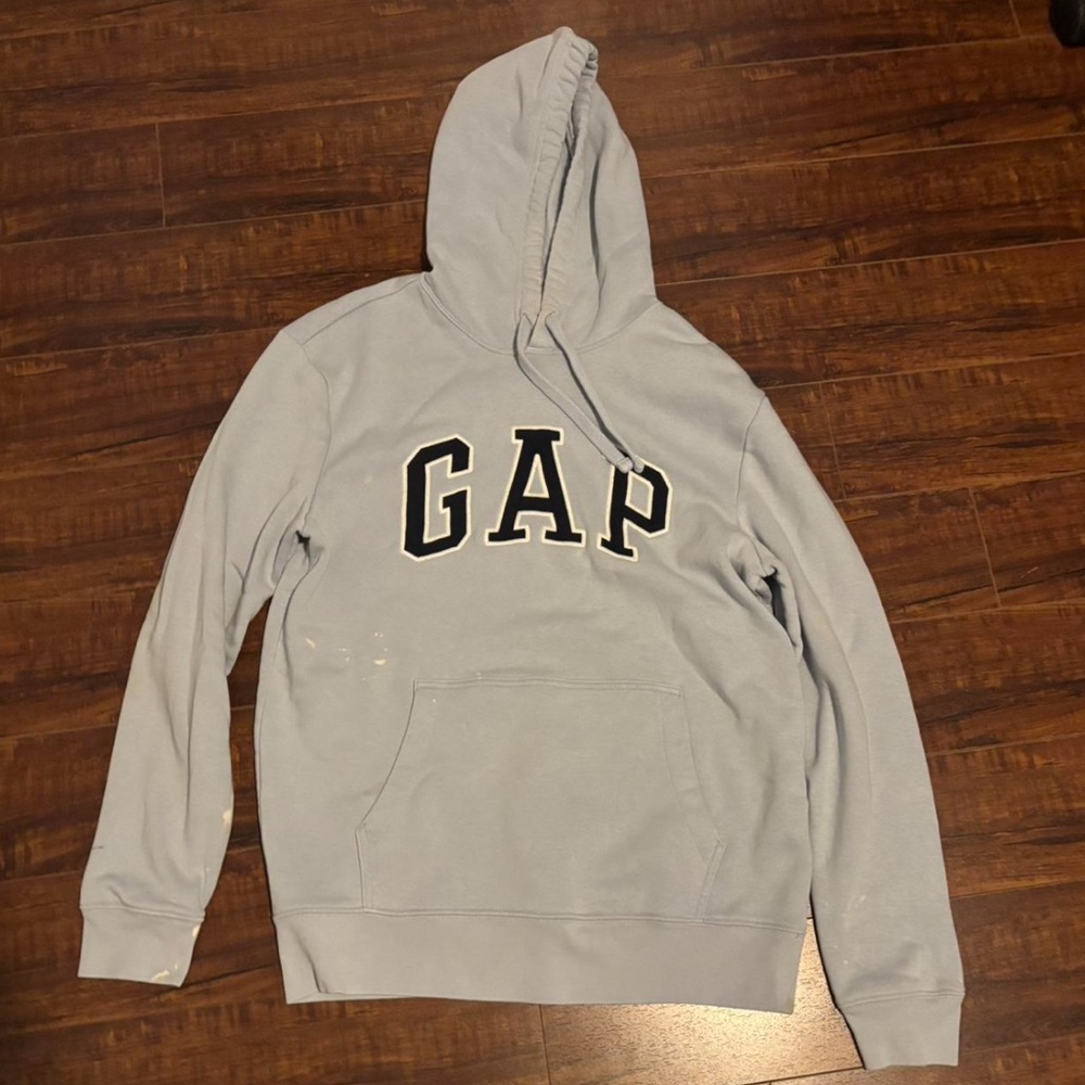 GAP Light Blue Crewneck Hoodie with Bold Logo!